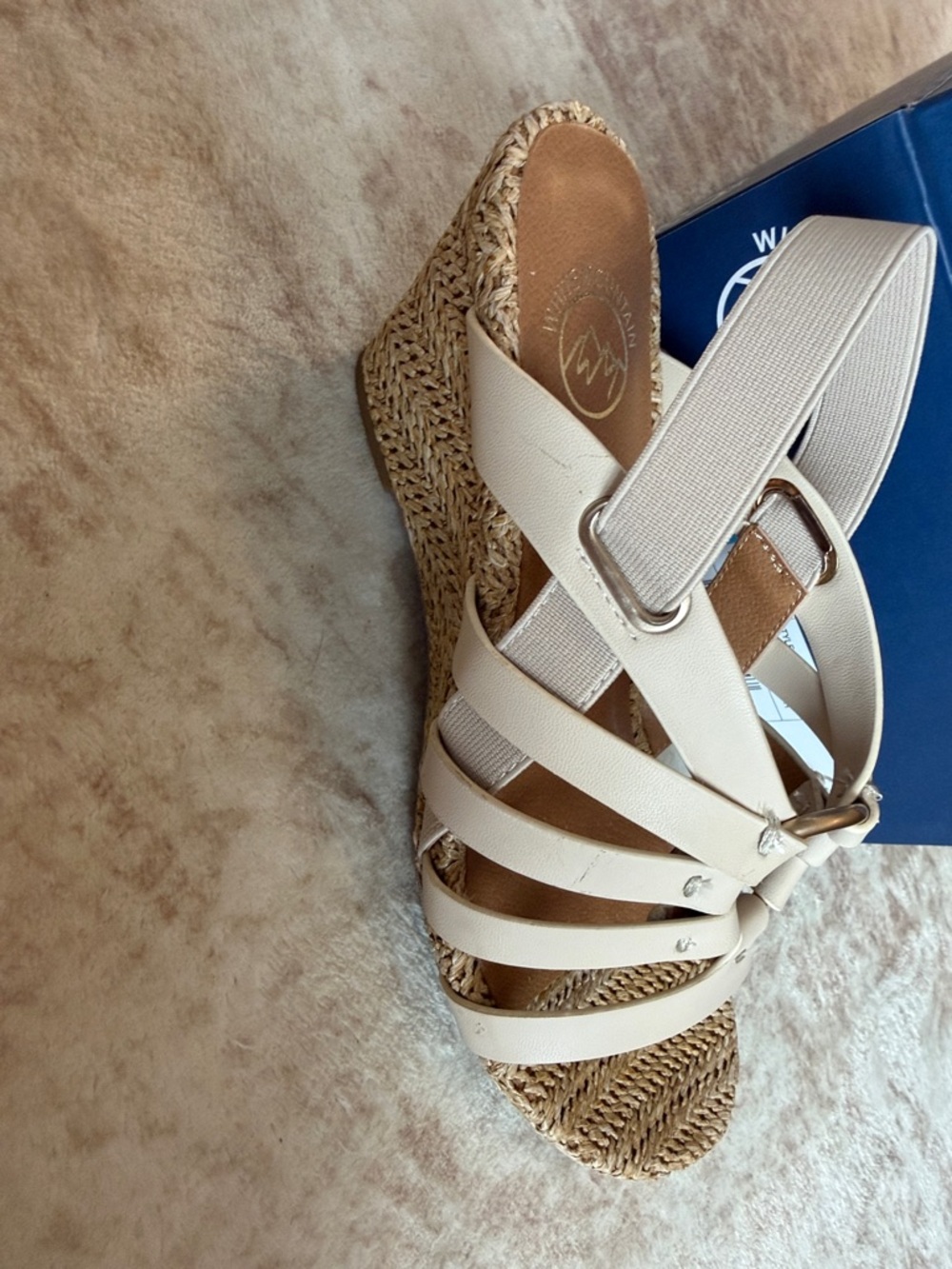 White Mountain Cream Wedge Espadrille Sandal